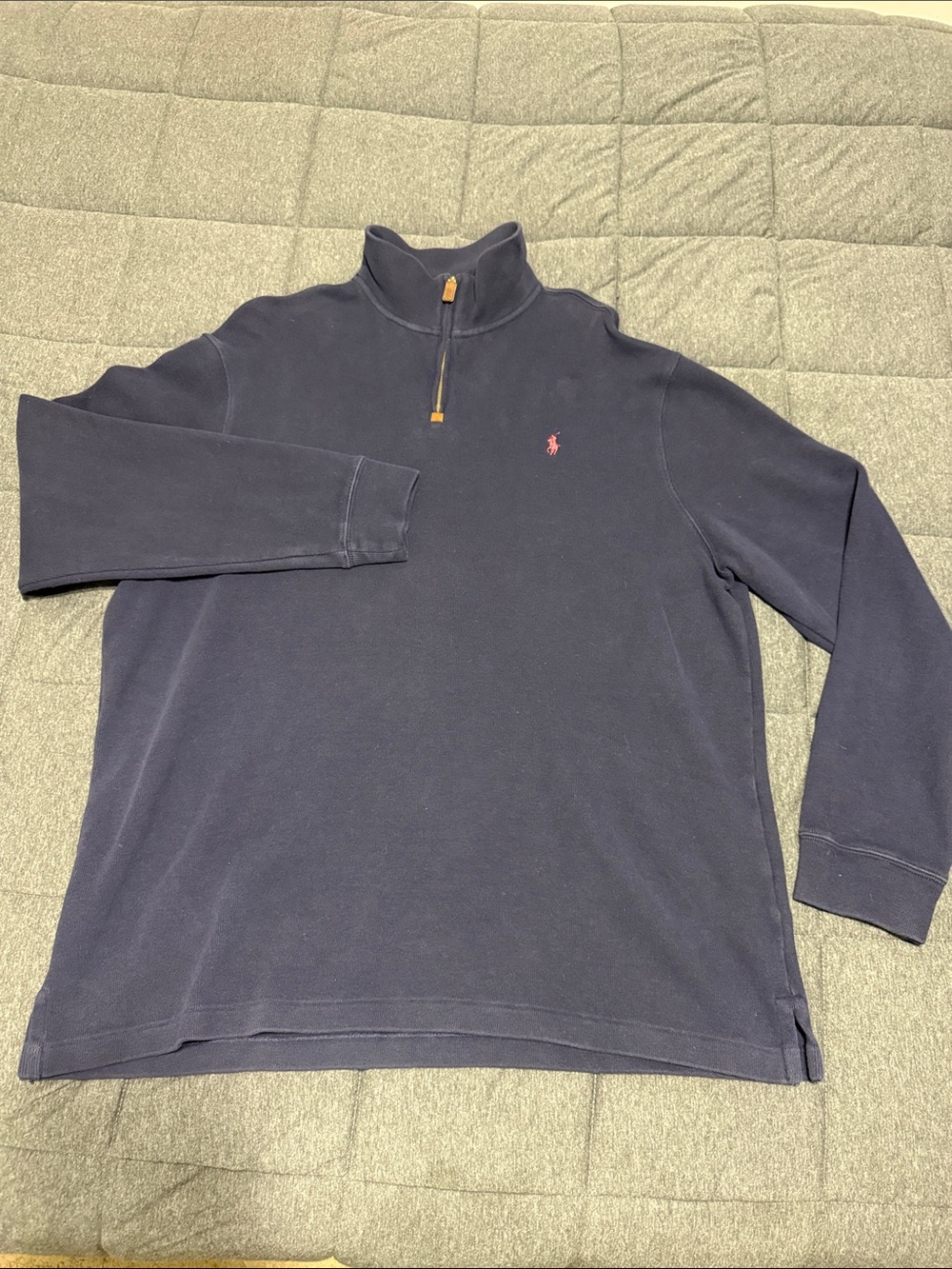 Polo Ralph Lauren 1/4 Zip Sweatshirt Mens XXLNavy Blue Mock Neck Red Pony Logo
